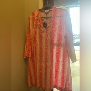 NWOT Tuckernuck Coral and White Swim Coverup